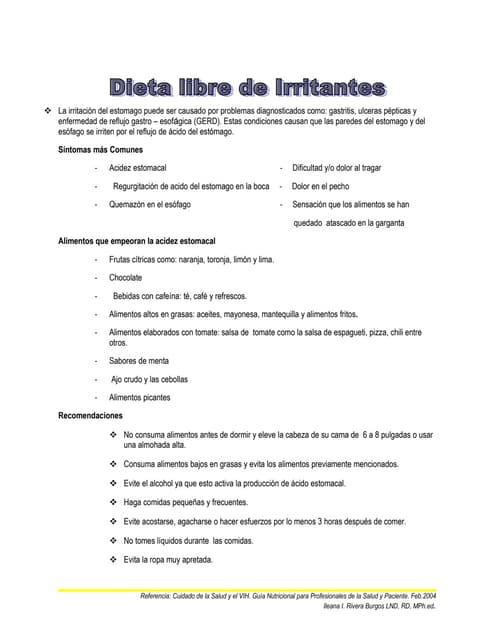 Dieta libre de grasas e irritantes Dieta libre de grasas e irritantes